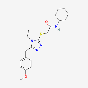 molecular formula C20H28N4O2S B12500027 N-Cyclohexyl-2-[4-ethyl-5-(4-methoxy-benzyl)-4H-[1,2,4]triazol-3-ylsulfanyl]-acetamide 