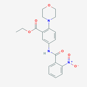 molecular formula C20H21N3O6 B12500096 Ethyl 2-(morpholin-4-yl)-5-{[(2-nitrophenyl)carbonyl]amino}benzoate 