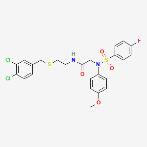 molecular formula C24H23Cl2FN2O4S2 B12500131 N-{2-[(3,4-dichlorobenzyl)sulfanyl]ethyl}-N~2~-[(4-fluorophenyl)sulfonyl]-N~2~-(4-methoxyphenyl)glycinamide 