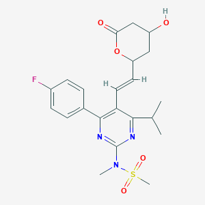 molecular formula C22H26FN3O5S B1250042 N-[4-(4-fluorophenyl)-5-[(E)-2-(4-hydroxy-6-oxooxan-2-yl)ethenyl]-6-propan-2-ylpyrimidin-2-yl]-N-methylmethanesulfonamide 