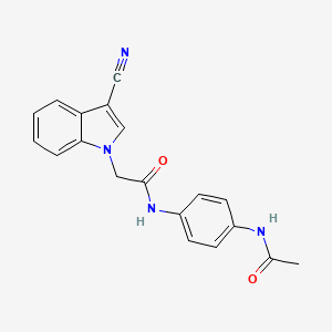 molecular formula C19H16N4O2 B12500454 N-[4-(acetylamino)phenyl]-2-(3-cyano-1H-indol-1-yl)acetamide 