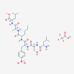 Methyl 2-[2-(2-{2-[2-(2-amino-4-methylpentanamido)-3-hydroxypropanamido]-3-(4-nitrophenyl)propanamido}hexanamido)propanamido]-4-methylpentanoate; trifluoroacetic acid