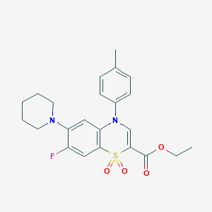 ethyl 7-fluoro-4-(4-methylphenyl)-6-(piperidin-1-yl)-4H-1,4-benzothiazine-2-carboxylate 1,1-dioxide