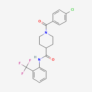 molecular formula C20H18ClF3N2O2 B12500554 1-(4-chlorobenzoyl)-N-[2-(trifluoromethyl)phenyl]piperidine-4-carboxamide 