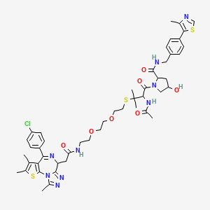 molecular formula C48H58ClN9O7S3 B12500633 1-[2-acetamido-3-[2-[2-[2-[[2-[7-(4-chlorophenyl)-4,5,13-trimethyl-3-thia-1,8,11,12-tetrazatricyclo[8.3.0.02,6]trideca-2(6),4,7,10,12-pentaen-9-yl]acetyl]amino]ethoxy]ethoxy]ethylsulfanyl]-3-methylbutanoyl]-4-hydroxy-N-[[4-(4-methyl-1,3-thiazol-5-yl)phenyl]methyl]pyrrolidine-2-carboxamide 