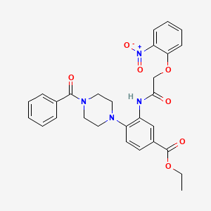 molecular formula C28H28N4O7 B12500712 Ethyl 3-{[(2-nitrophenoxy)acetyl]amino}-4-[4-(phenylcarbonyl)piperazin-1-yl]benzoate 