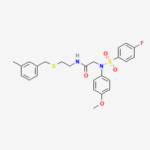 molecular formula C25H27FN2O4S2 B12500785 2-[N-(4-methoxyphenyl)-4-fluorobenzenesulfonamido]-N-(2-{[(3-methylphenyl)methyl]sulfanyl}ethyl)acetamide 