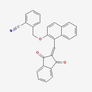 molecular formula C28H17NO3 B12500826 2-[({1-[(1,3-dioxo-1,3-dihydro-2H-inden-2-ylidene)methyl]naphthalen-2-yl}oxy)methyl]benzonitrile 