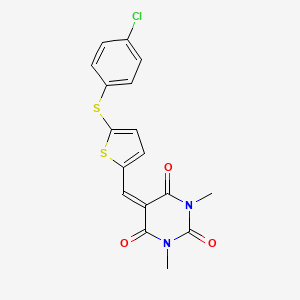 molecular formula C17H13ClN2O3S2 B12500829 5-({5-[(4-chlorophenyl)sulfanyl]thiophen-2-yl}methylidene)-1,3-dimethylpyrimidine-2,4,6(1H,3H,5H)-trione 