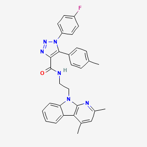 molecular formula C31H27FN6O B12501043 N-[2-(2,4-dimethyl-9H-pyrido[2,3-b]indol-9-yl)ethyl]-1-(4-fluorophenyl)-5-(4-methylphenyl)-1H-1,2,3-triazole-4-carboxamide 