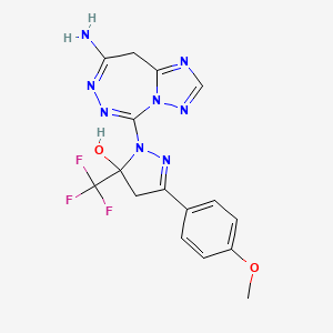 2-(8-amino-9H-[1,2,4]triazolo[1,5-d][1,2,4]triazepin-5-yl)-5-(4-methoxyphenyl)-3-(trifluoromethyl)-4H-pyrazol-3-ol