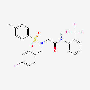 molecular formula C23H20F4N2O3S B12501105 N~2~-(4-fluorobenzyl)-N~2~-[(4-methylphenyl)sulfonyl]-N-[2-(trifluoromethyl)phenyl]glycinamide 