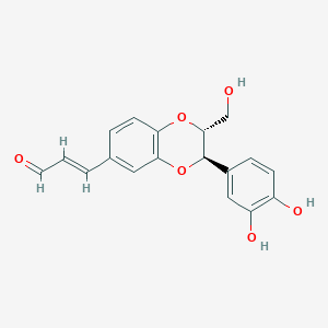 molecular formula C18H16O6 B1250119 (E)-3-[(2R,3R)-3-(3,4-二羟基苯基)-2-(羟甲基)-2,3-二氢-1,4-苯二氧杂环-6-基]丙-2-烯醛 