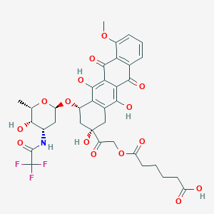 molecular formula C35H36F3NO15 B1250129 4-oxo-4-[2-oxo-2-[(2S,4S)-2,5,12-trihydroxy-4-[(2R,4S,5S,6S)-5-hydroxy-6-methyl-4-[(2,2,2-trifluoroacetyl)amino]oxan-2-yl]oxy-7-methoxy-6,11-dioxo-3,4-dihydro-1H-tetracen-2-yl]ethoxy]butanoic acid 