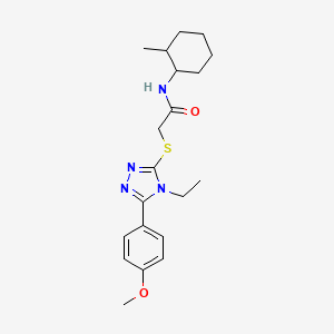 molecular formula C20H28N4O2S B12501454 2-{[4-ethyl-5-(4-methoxyphenyl)-4H-1,2,4-triazol-3-yl]sulfanyl}-N-(2-methylcyclohexyl)acetamide 