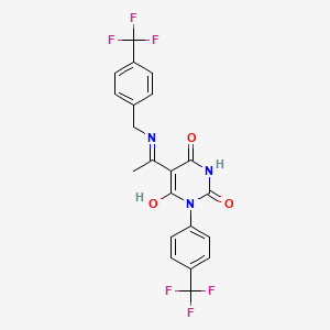 molecular formula C21H15F6N3O3 B12501513 (5E)-5-(1-{[4-(trifluoromethyl)benzyl]amino}ethylidene)-1-[4-(trifluoromethyl)phenyl]pyrimidine-2,4,6(1H,3H,5H)-trione 