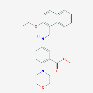 molecular formula C25H28N2O4 B12501614 Methyl 5-{[(2-ethoxynaphthalen-1-yl)methyl]amino}-2-(morpholin-4-yl)benzoate 