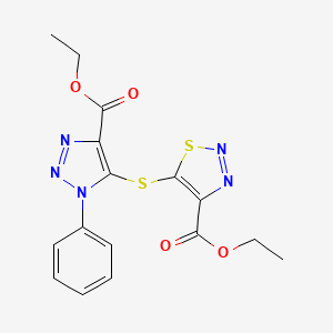 Ethyl 5-{[5-(ethoxycarbonyl)-3-phenyl-1,2,3-triazol-4-YL]sulfanyl}-1,2,3-thiadiazole-4-carboxylate