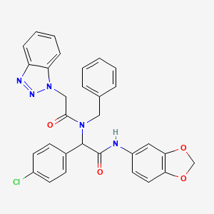 molecular formula C30H24ClN5O4 B12501938 N-[2-(1,3-benzodioxol-5-ylamino)-1-(4-chlorophenyl)-2-oxoethyl]-2-(1H-benzotriazol-1-yl)-N-benzylacetamide 