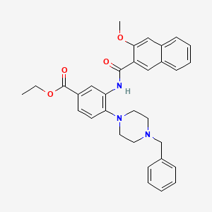 molecular formula C32H33N3O4 B12501962 Ethyl 4-(4-benzylpiperazin-1-yl)-3-{[(3-methoxynaphthalen-2-yl)carbonyl]amino}benzoate 