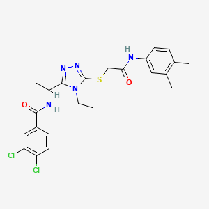 molecular formula C23H25Cl2N5O2S B12502096 3,4-dichloro-N-{1-[5-({2-[(3,4-dimethylphenyl)amino]-2-oxoethyl}sulfanyl)-4-ethyl-4H-1,2,4-triazol-3-yl]ethyl}benzamide 