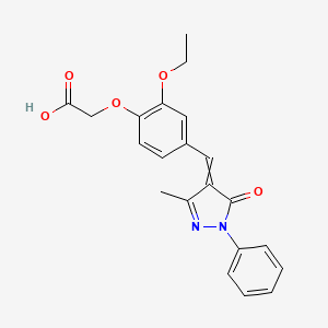 molecular formula C21H20N2O5 B12502136 {2-Ethoxy-4-[(3-methyl-5-oxo-1-phenyl-1,5-dihydro-4H-pyrazol-4-ylidene)methyl]phenoxy}acetic acid CAS No. 5818-62-2