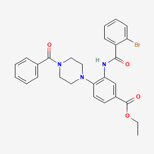 molecular formula C27H26BrN3O4 B12502201 Ethyl 3-{[(2-bromophenyl)carbonyl]amino}-4-[4-(phenylcarbonyl)piperazin-1-yl]benzoate 