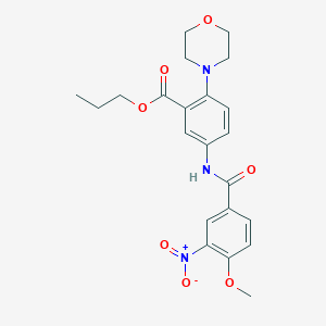 molecular formula C22H25N3O7 B12502235 Propyl 5-{[(4-methoxy-3-nitrophenyl)carbonyl]amino}-2-(morpholin-4-yl)benzoate 