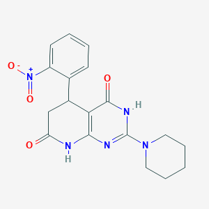 4-hydroxy-5-(2-nitrophenyl)-2-(piperidin-1-yl)-5,8-dihydropyrido[2,3-d]pyrimidin-7(6H)-one