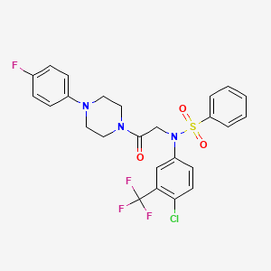 molecular formula C25H22ClF4N3O3S B12502438 N-[4-chloro-3-(trifluoromethyl)phenyl]-N-{2-[4-(4-fluorophenyl)piperazin-1-yl]-2-oxoethyl}benzenesulfonamide 