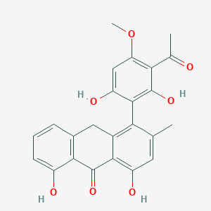 molecular formula C24H20O7 B1250244 4-(3-acetyl-2,6-dihydroxy-4-methoxy-phenyl)-1,8-dihydroxy-3-methyl-10H-anthracen-9-one 