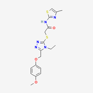 2-({4-ethyl-5-[(4-methoxyphenoxy)methyl]-4H-1,2,4-triazol-3-yl}sulfanyl)-N-(4-methyl-1,3-thiazol-2-yl)acetamide