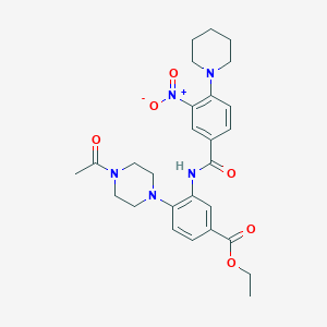 Ethyl 4-(4-acetylpiperazin-1-yl)-3-({[3-nitro-4-(piperidin-1-yl)phenyl]carbonyl}amino)benzoate