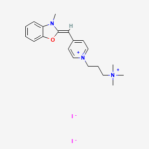 molecular formula C20H27I2N3O B1250269 3-Methyl-2-((1-(3-(trimethylammonio)propyl)pyridin-4(1H)-ylidene)methyl)benzo[d]oxazol-3-ium iodide 