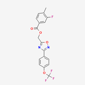 {3-[4-(Trifluoromethoxy)phenyl]-1,2,4-oxadiazol-5-yl}methyl 3-fluoro-4-methylbenzoate