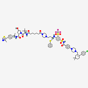 molecular formula C77H96ClF3N10O10S4 B12502724 1-{2-[7-(4-{3-[(4-{[4-(4-{[2-(4-chlorophenyl)-5,5-dimethylcyclohex-1-en-1-yl]methyl}piperazin-1-yl)phenyl]formamidosulfonyl}-2-trifluoromethanesulfonylphenyl)amino]-4-(phenylsulfanyl)butyl}piperazin-1-yl)-7-oxoheptanamido]-3,3-dimethylbutanoyl}-4-hydroxy-N-{1-[4-(4-methyl-1,3-thiazol-5-yl)phenyl]ethyl}pyrrolidine-2-carboxamide 