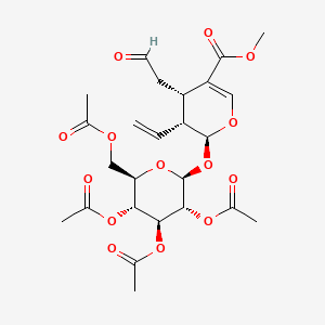 molecular formula C25H32O14 B1250288 methyl (2S,3R,4S)-3-ethenyl-4-(2-oxoethyl)-2-[(2S,3R,4S,5R,6R)-3,4,5-triacetyloxy-6-(acetyloxymethyl)oxan-2-yl]oxy-3,4-dihydro-2H-pyran-5-carboxylate 