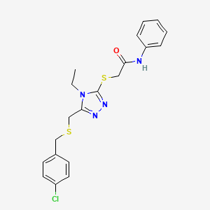 2-[(5-{[(4-chlorobenzyl)sulfanyl]methyl}-4-ethyl-4H-1,2,4-triazol-3-yl)sulfanyl]-N-phenylacetamide