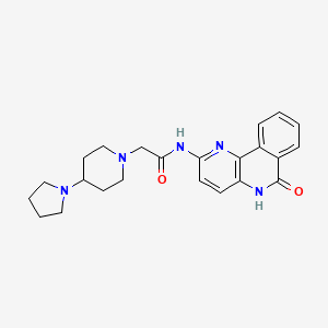 molecular formula C23H27N5O2 B1250293 N-(6-oxo-5,6-dihydrobenzo[c][1,5]naphthyridin-2-yl)-2-(4-pyrrolidin-1-ylpiperidin-1-yl)acetamide 