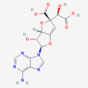 molecular formula C14H13N5O8 B1250299 (2R,3R,3aS,5S)-2-(6-aminopurin-9-yl)-5-[(R)-carboxy(hydroxy)methyl]-3-hydroxy-3,3a-dihydro-2H-furo[3,2-b]furan-5-carboxylic acid 