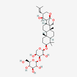 molecular formula C41H66O13 B1250307 (2S,3R,4S,5S,6R)-2-[(2S,3R,4S,5S)-3,5-dihydroxy-2-[[(1S,2R,5R,7S,10R,11R,14R,15S,16S,17R,20R)-16-hydroxy-2,6,6,10,16-pentamethyl-17-(2-methylprop-1-enyl)-19,21-dioxahexacyclo[18.2.1.01,14.02,11.05,10.015,20]tricosan-7-yl]oxy]oxan-4-yl]oxy-6-(hydroxymethyl)oxane-3,4,5-triol 