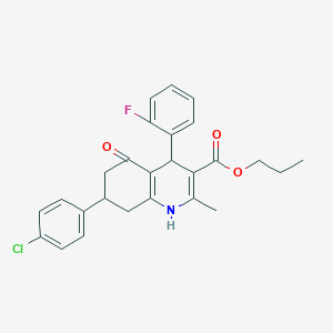 propyl 7-(4-chlorophenyl)-4-(2-fluorophenyl)-2-methyl-5-oxo-4,6,7,8-tetrahydro-1H-quinoline-3-carboxylate