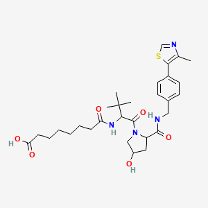 7-({1-[4-Hydroxy-2-({[4-(4-methyl-1,3-thiazol-5-yl)phenyl]methyl}carbamoyl)pyrrolidin-1-yl]-3,3-dimethyl-1-oxobutan-2-yl}carbamoyl)heptanoic acid