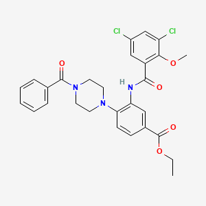 Ethyl 3-{[(3,5-dichloro-2-methoxyphenyl)carbonyl]amino}-4-[4-(phenylcarbonyl)piperazin-1-yl]benzoate