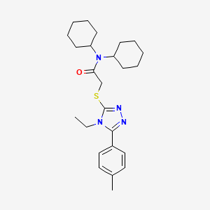 N,N-dicyclohexyl-2-{[4-ethyl-5-(4-methylphenyl)-4H-1,2,4-triazol-3-yl]sulfanyl}acetamide