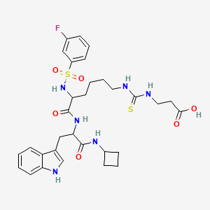 3-{[(5-{[1-(cyclobutylcarbamoyl)-2-(1H-indol-3-yl)ethyl]carbamoyl}-5-(3-fluorobenzenesulfonamido)pentyl)carbamothioyl]amino}propanoic acid