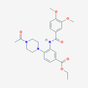 Ethyl 4-(4-acetylpiperazin-1-yl)-3-{[(3,4-dimethoxyphenyl)carbonyl]amino}benzoate