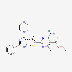 Ethyl 4-amino-6-methyl-2-[5-methyl-4-(4-methylpiperazin-1-yl)-2-phenylthieno[2,3-d]pyrimidin-6-yl]pyrimidine-5-carboxylate