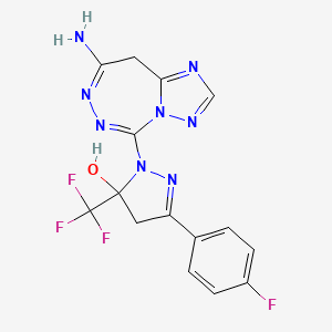 3-(4-fluorophenyl)-1-(8-imino-8,9-dihydro-7H-[1,2,4]triazolo[1,5-d][1,2,4]triazepin-5-yl)-5-(trifluoromethyl)-4,5-dihydro-1H-pyrazol-5-ol