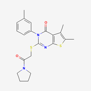 5,6-dimethyl-3-(3-methylphenyl)-2-{[2-oxo-2-(pyrrolidin-1-yl)ethyl]sulfanyl}thieno[2,3-d]pyrimidin-4(3H)-one